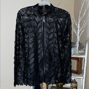 Belgian Francis XXL Genuine Lamb Leather Leaves and Mesh Zip up Jacket.Like New!
